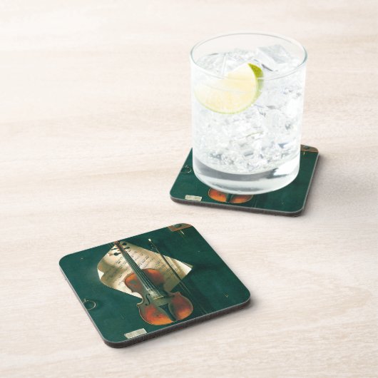 Old Violin stille Life van William Michael Harnett Bier Onderzetter (Rechterzijde)