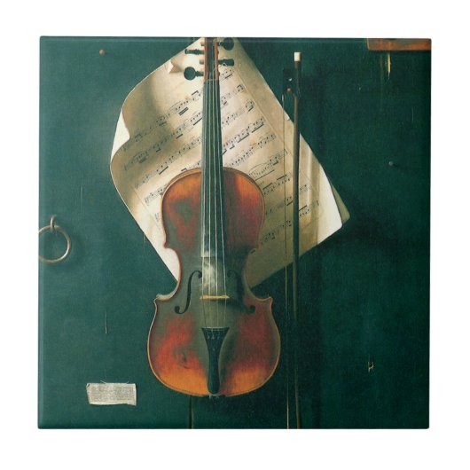 Old Violin stille Life van William Michael Harnett Tegeltje (Voorkant)