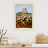 Old Wagon and Devil's Peak - Wyoming Poster (Keuken)