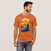 Old Wanderer Gazing at a Mystical City Fantasy T-shirt (Voorkant volledig)