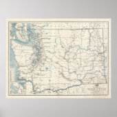 Old Washington State Map (1925) Poster (Voorkant)