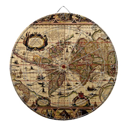 Old Wereldkaart Designer Dart Board Dartbord (Voorkant)