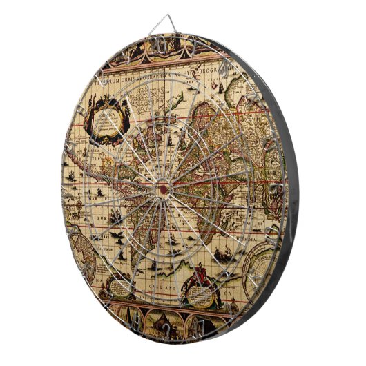 Old Wereldkaart Designer Dart Board Dartbord (Voorkant Rechts)
