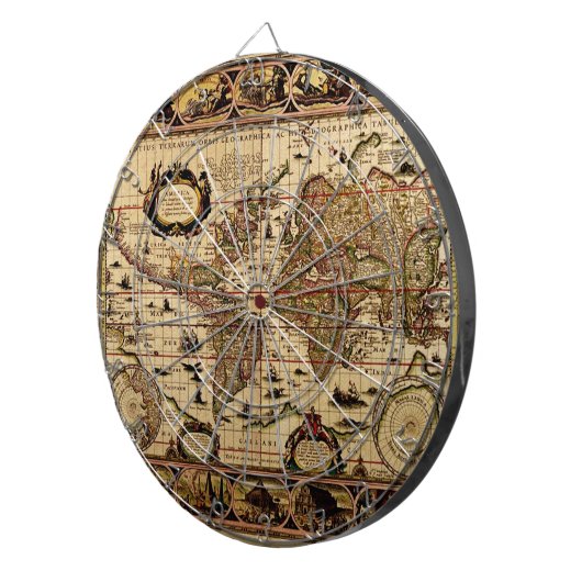Old Wereldkaart Designer Dart Board Dartbord (Voorkant Rechts)