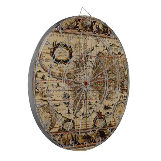 Old Wereldkaart Designer Dart Board Dartbord (Voorkant Links)