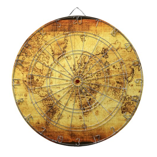 Old Wereldkaart Designer Dart Board Dartbord (Voorkant)