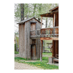Old West 2 Story Montana Outhouse Foto Afdruk