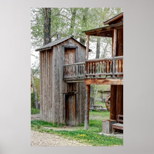 Old West 2 Story Montana Outhouse Poster (Voorkant)