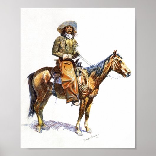 Old West Arizona Horse & Cowboy Art Print Poster (Voorkant)