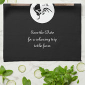 Old West Black Rooster Silhouette Monogram Foto Theedoek (Gevouwen)