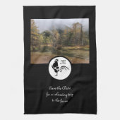 Old West Black Rooster Silhouette Monogram Foto Theedoek (Verticaal)