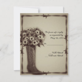 Old West Boot and Bouquet  Response Card RSVP Kaartje