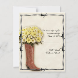 Old West Boot Bouquet 1-reactiekaart RSVP Kaartje