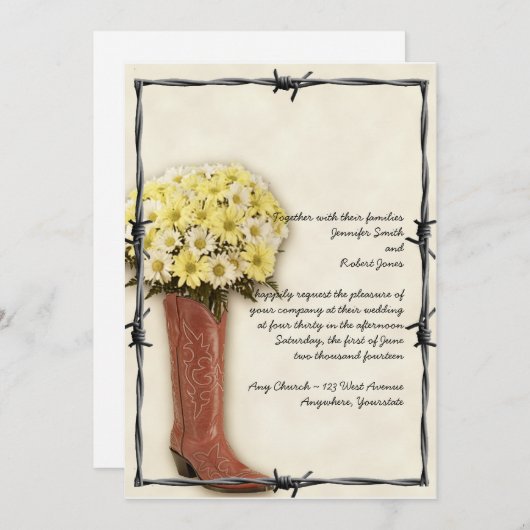 Old West Boot Bouquet Faded 1 Weddenschap Kaart (Voorkant / Achterkant)