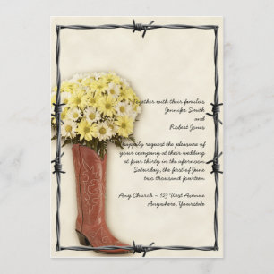 Old West Boot Bouquet Faded 1 Weddenschap Kaart