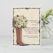 Old West Boot Bouquet Faded 2 Weddenschap Kaart (Staand voorkant)
