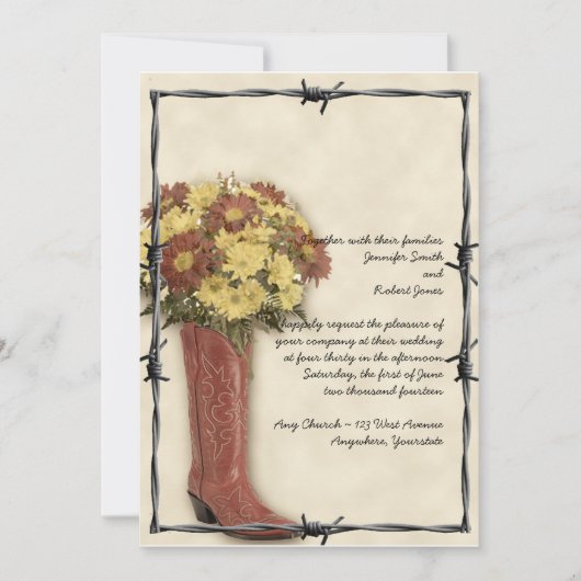 Old West Boot Bouquet Faded 3 Weddenschap Kaart (Voorkant)
