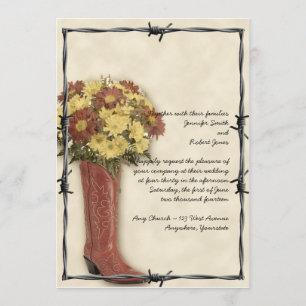 Old West Boot Bouquet Faded 3 Weddenschap Kaart