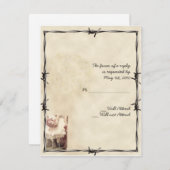 Old West Boots and Bouquets Response Card RSVP Kaartje (Voorkant / Achterkant)