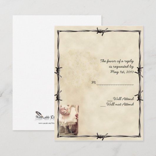 Old West Boots and Bouquets Response Card RSVP Kaartje (Voorkant / Achterkant)