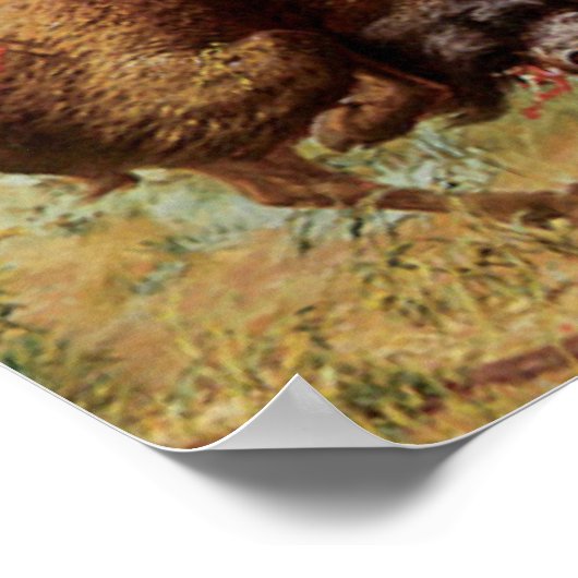 Old West Buffalo Hunt 1885 Art Print Poster (Hoek)