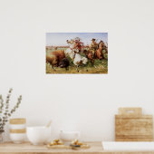 Old West Buffalo Hunt 1885 Art Print Poster (Keuken)