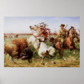 Old West Buffalo Hunt 1885 Art Print Poster (Voorkant)