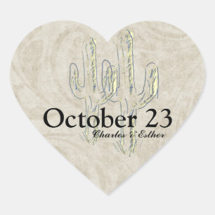 Old West Cactus Save the Date Hart Sticker