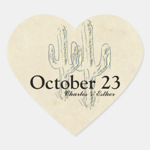 Old West Cactus Save the Date Hart Sticker