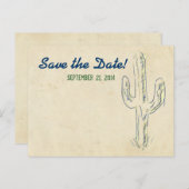 Old West Cactus Western Save the Date Aankondigingskaart (Voorkant / Achterkant)