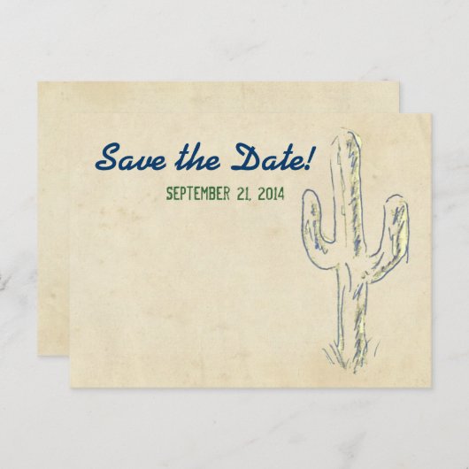 Old West Cactus Western Save the Date Aankondigingskaart (Voorkant / Achterkant)
