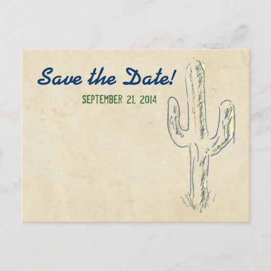 Old West Cactus Western Save the Date Aankondigingskaart (Voorkant)