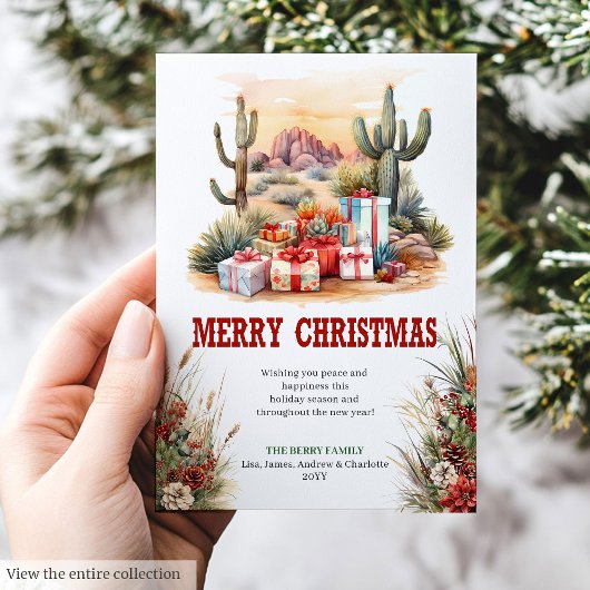 Old West Christmas greeting card printable Feestdagenkaart