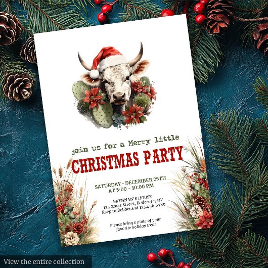 Old West Christmas party editable digital invites Kaart