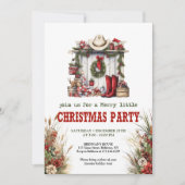 Old West Christmas party printable red green  Kaart (Voorkant)