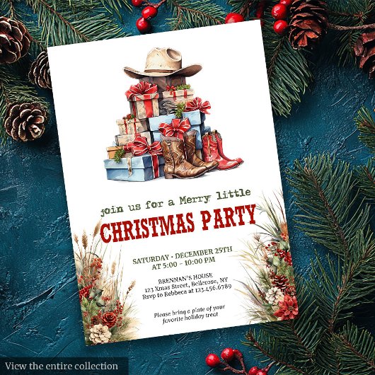 Old West Cowboy Christmas Printable Invitation Kaart