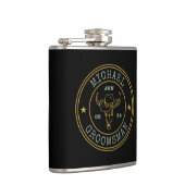 Old West Cowboy Rustic Logo Personalized Groomsmen Heupfles (Rechts)