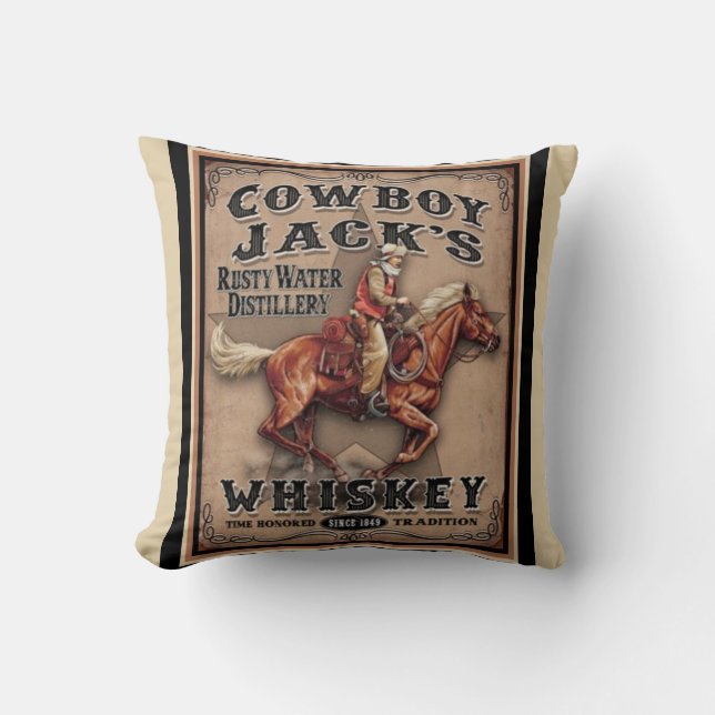 Old West Cowboy Whiskey Pillow Kussen (Voorkant)