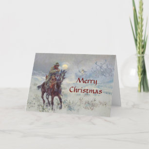 Old West Cowboy ziet de Kerstman Kaart