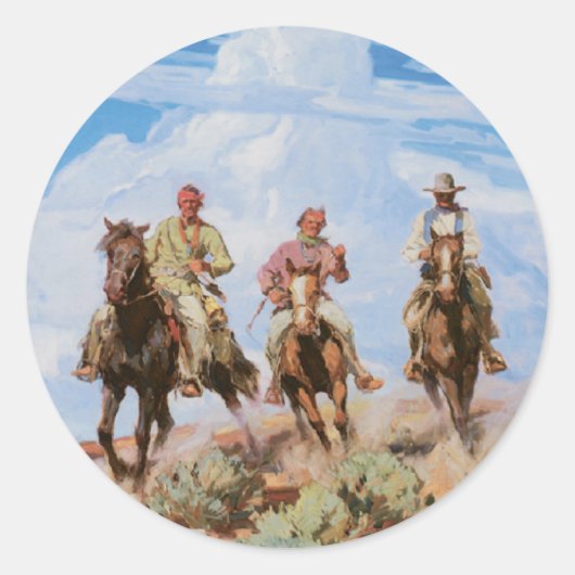 Old West Cowboys Horses  1912 Stickers (Voorkant)