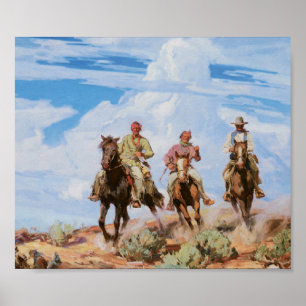 Old West Cowboys Horses 1922 Art Poster