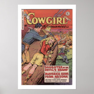 Old West Cowgirl Romamce & Art Print Poster