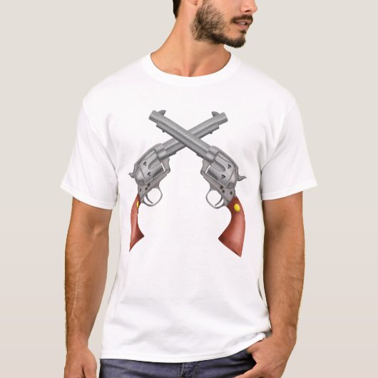 Old West Crossed Pistols Illustratie Vintage T-shirt (Voorkant)