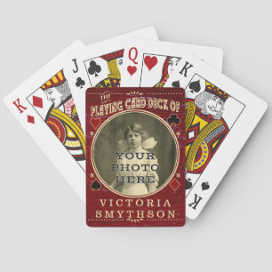 Old West Custom Photo Personated Red Wood Speelkaarten