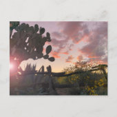 Old West Fence Desert Sunset Flare Briefkaart (Voorkant)