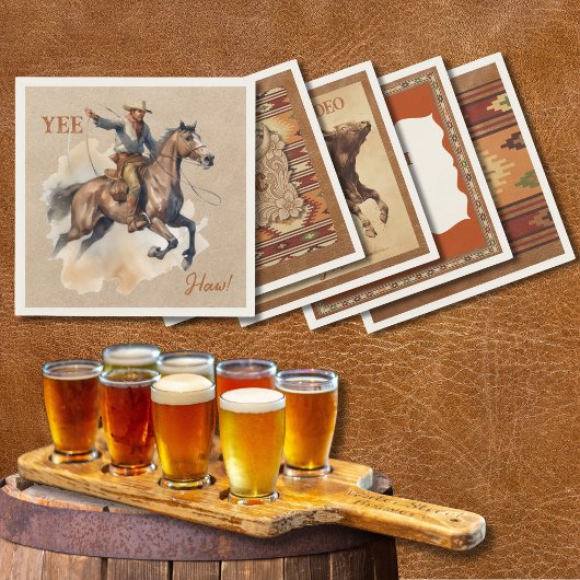 Old West Frontier Bronc Rider Cocktail Napkin Servet