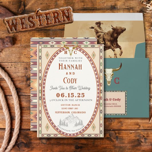 Old West Frontier bruiloft uitnodiging