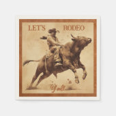 Old West Frontier Bull Rider Paper Cocktail Napkin Servet (Voorkant)