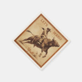 Old West Frontier Bull Rider Paper Cocktail Napkin Servet (Hoek)