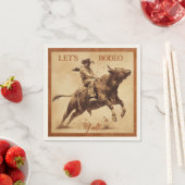 Old West Frontier Bull Rider Paper Cocktail Napkin Servet (Insitu)